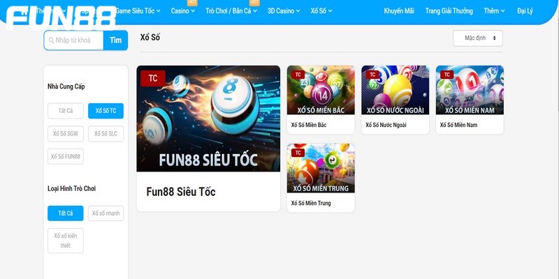 Điểm danh những hình thức đặt cược xổ số FUN88 