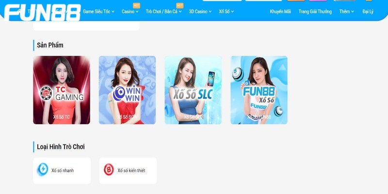Những sảnh cược xổ số FUN88 hấp dẫn 
