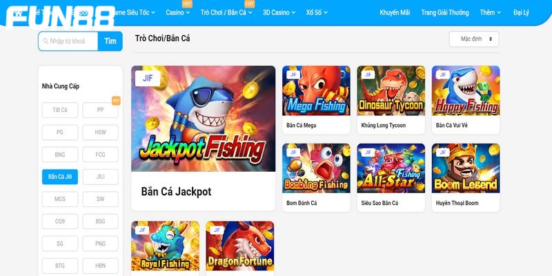 Những trò chơi bắn cá FUN88 hấp dẫn nhất hiện nay